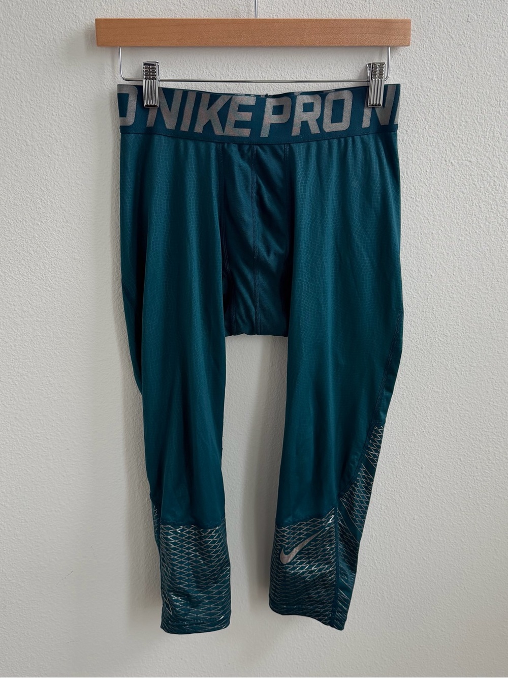 Nike Pro Compression Teal Blue Athletic Leggings Dri Fit Mens L